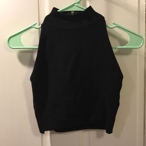 Black Mock Neck Crop Top